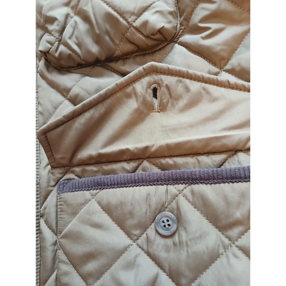 Brown Chaps Quilted Barn Corduroy Collar Puffer Jacket